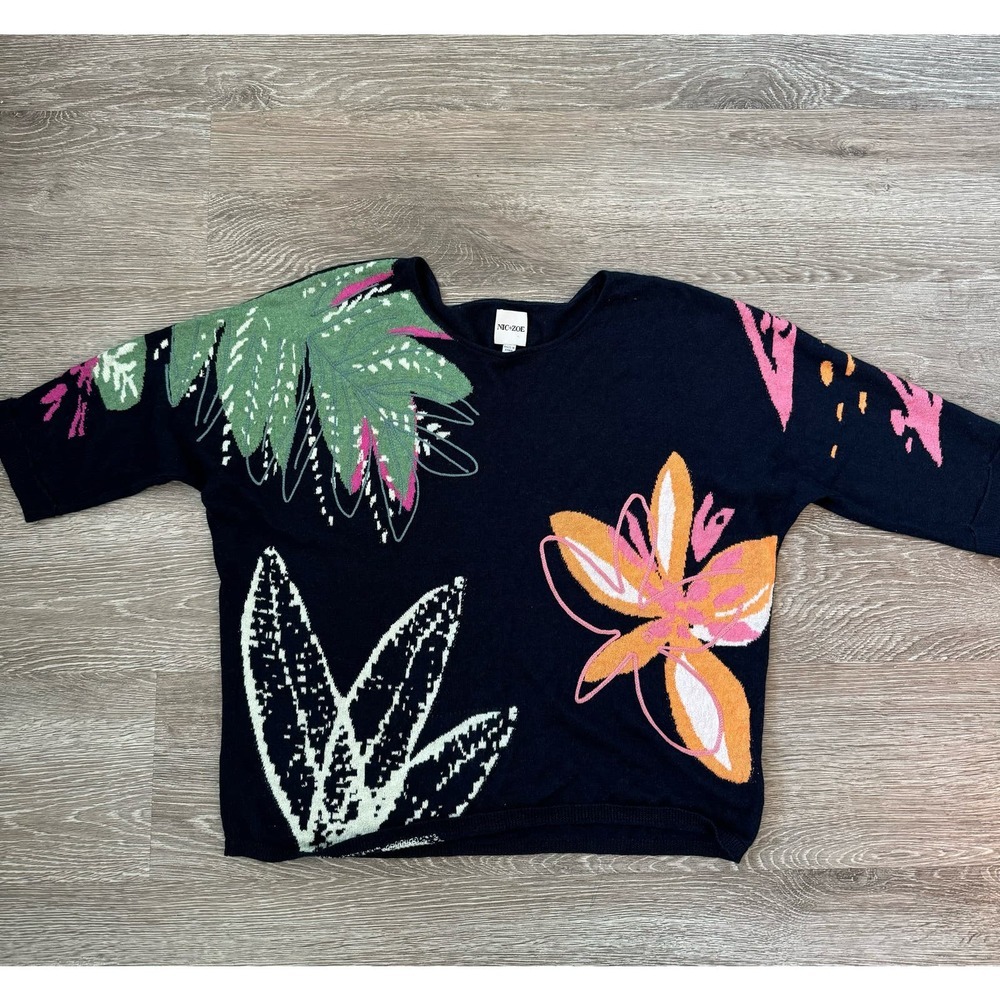 Nic+Zoe EUC Evening Garden Floral Print Sweater Size S RP 158$ - Picture 9 of 13